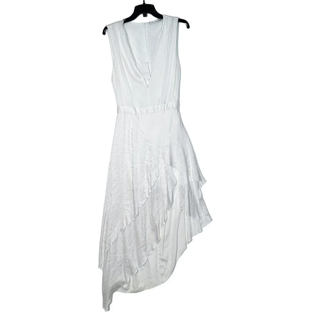 Alice + Olivia Chantay Asymmetrical Plunging Maxi Dress Size 10 - Picture 6 of 6